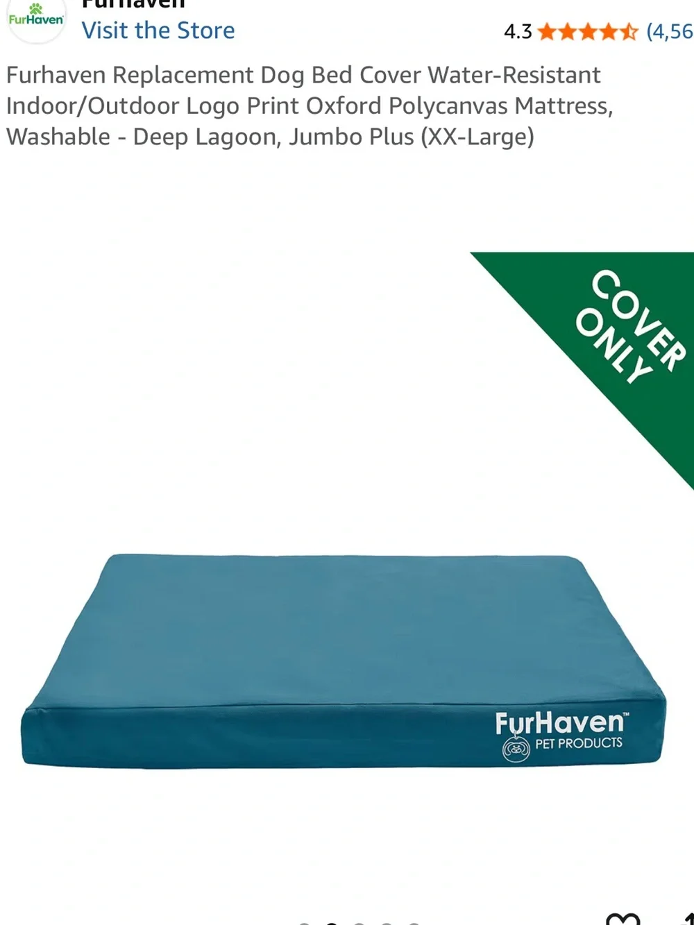Replacement Dog Bed Cover Indoor Outdoor Water Resistant 53” x 40” Size XXL